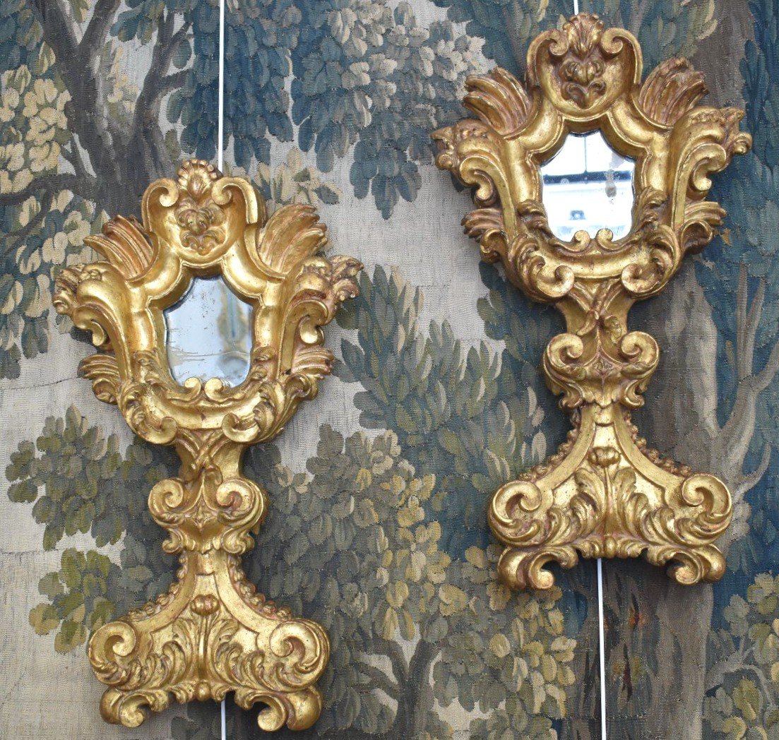 Proantic Paire De Grandes Monstrances En Bois Sculpté Et Doré Venis