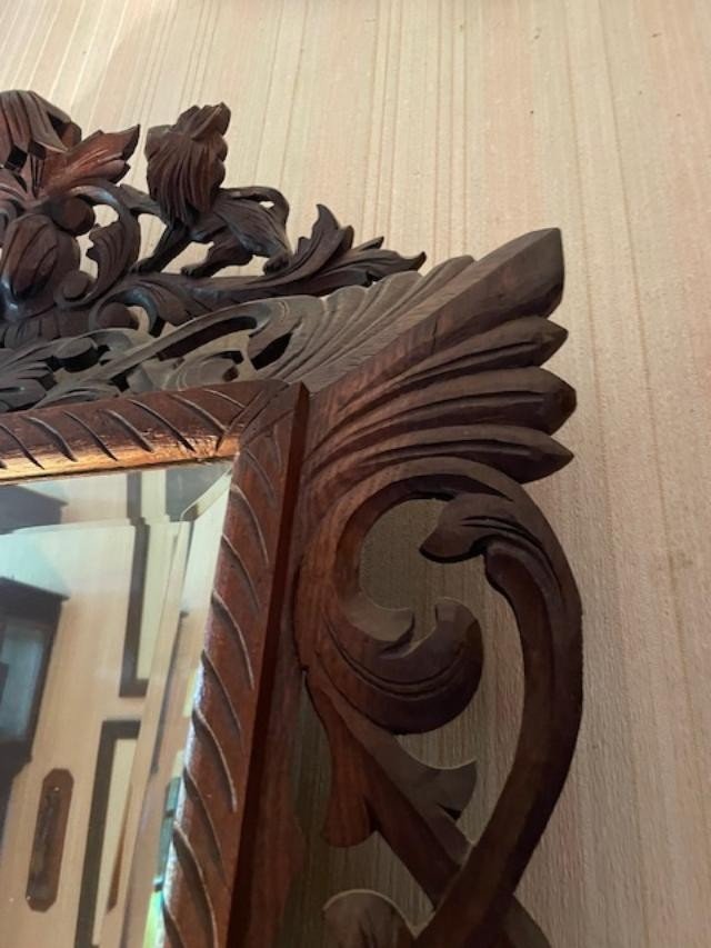 Proantic Miroir de style Louis XIII en bois naturel et sculpté