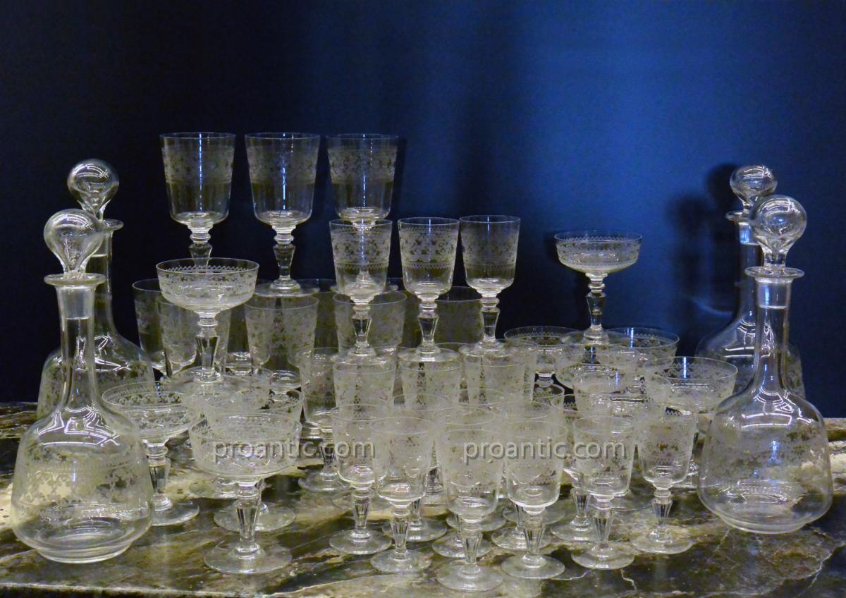 Proantic Service De Verres Et Carafes En Cristal Grav Vers