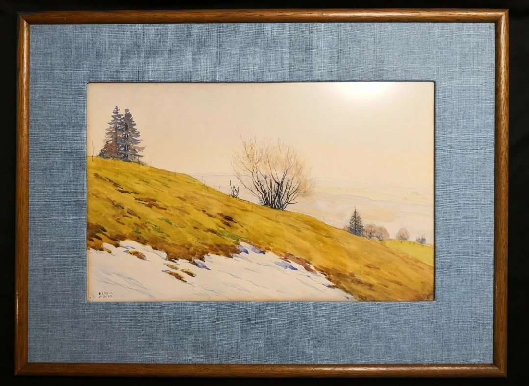 Proantic Paysage Montagnes Du Jura Aquarelle De Paul Mile Ingold