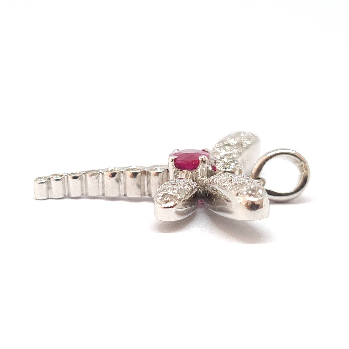 Proantic Dragonfly Ruby Diamonds Carats White Gold Pendant