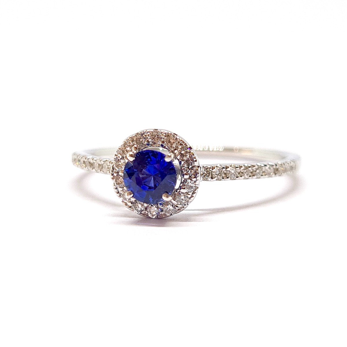 Proantic Round Sapphire Diamonds Carats White Gold Ring