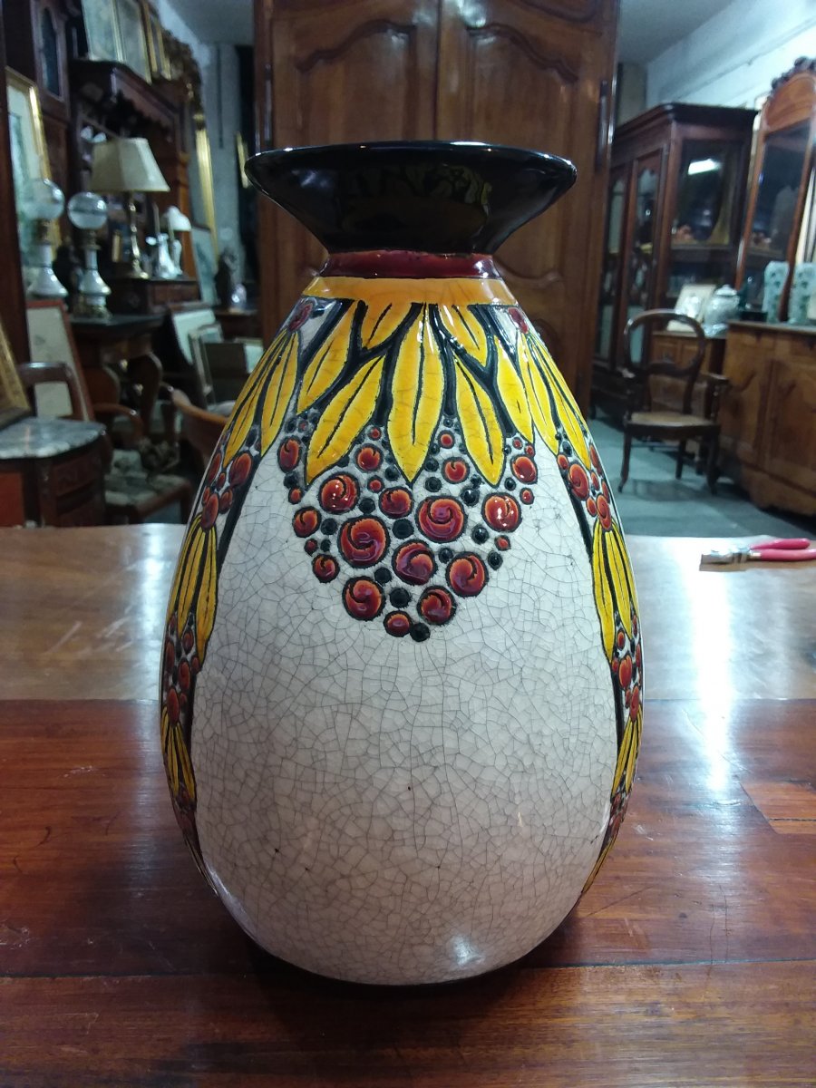 Proantic Vase Art D Co Boch K Ramis La Louvi Re Sign Charles Cat