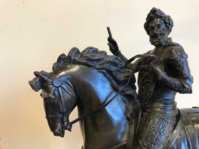 Proantic Statue Equestre Du Roi Henri IV En Bronze Du XIXème Siècle