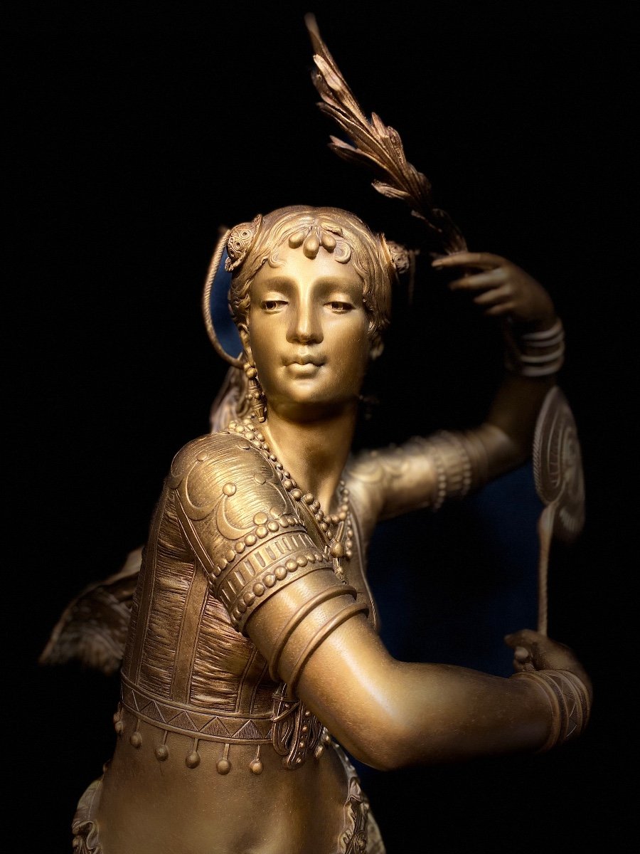 Proantic Grande Sculpture En Bronze Danseuse Orientale De H Pl