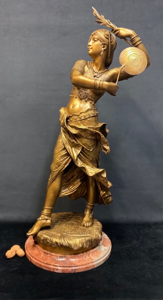 Proantic Grande Sculpture En Bronze Danseuse Orientale De H Pl