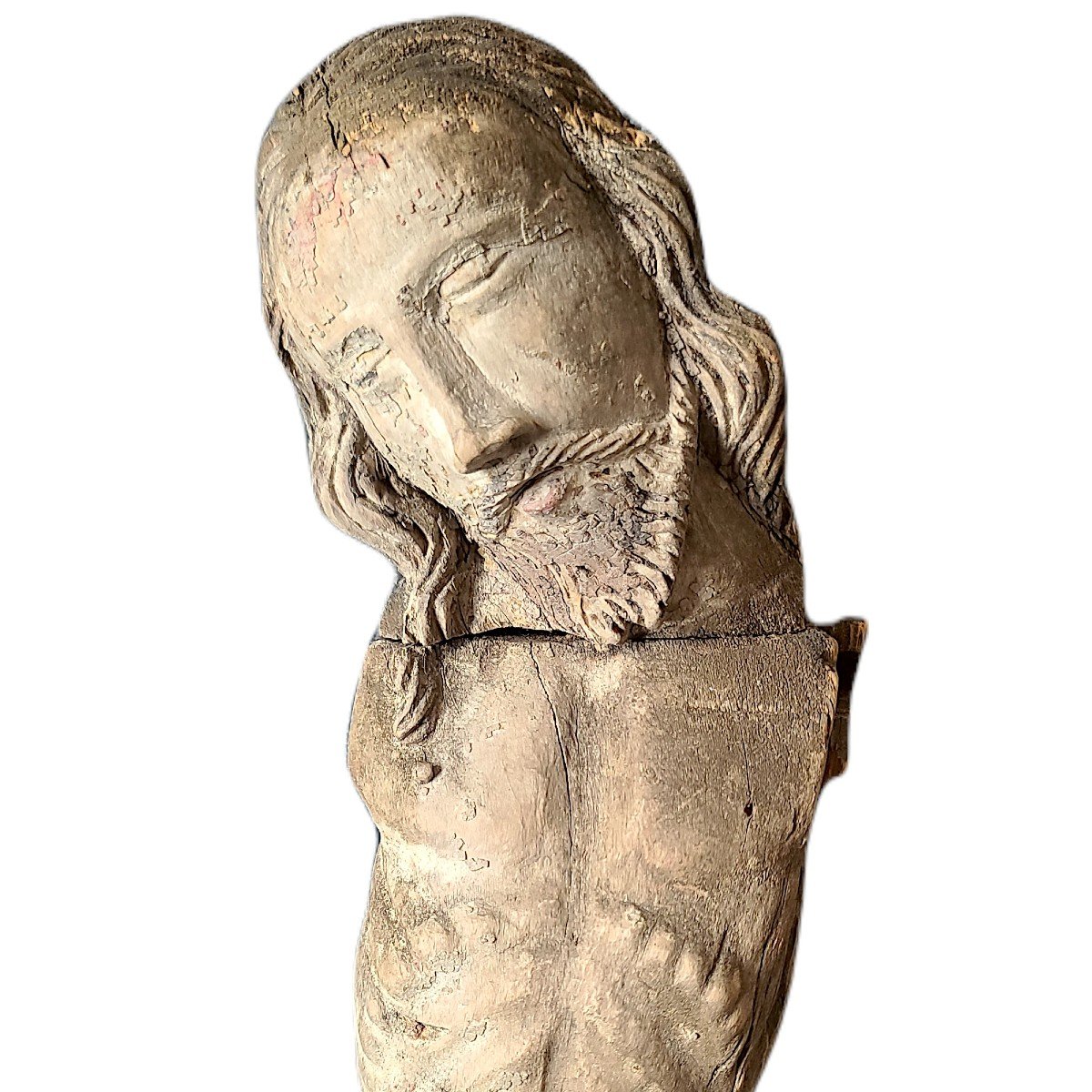 Proantic Christ Triomphant Sculpture Bois Polychrome Corpus Christi