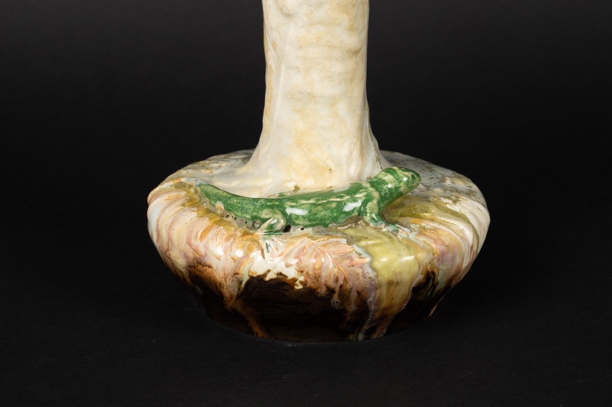 Proantic Vase à Lézard Art Nouveau Signé Vers 1900