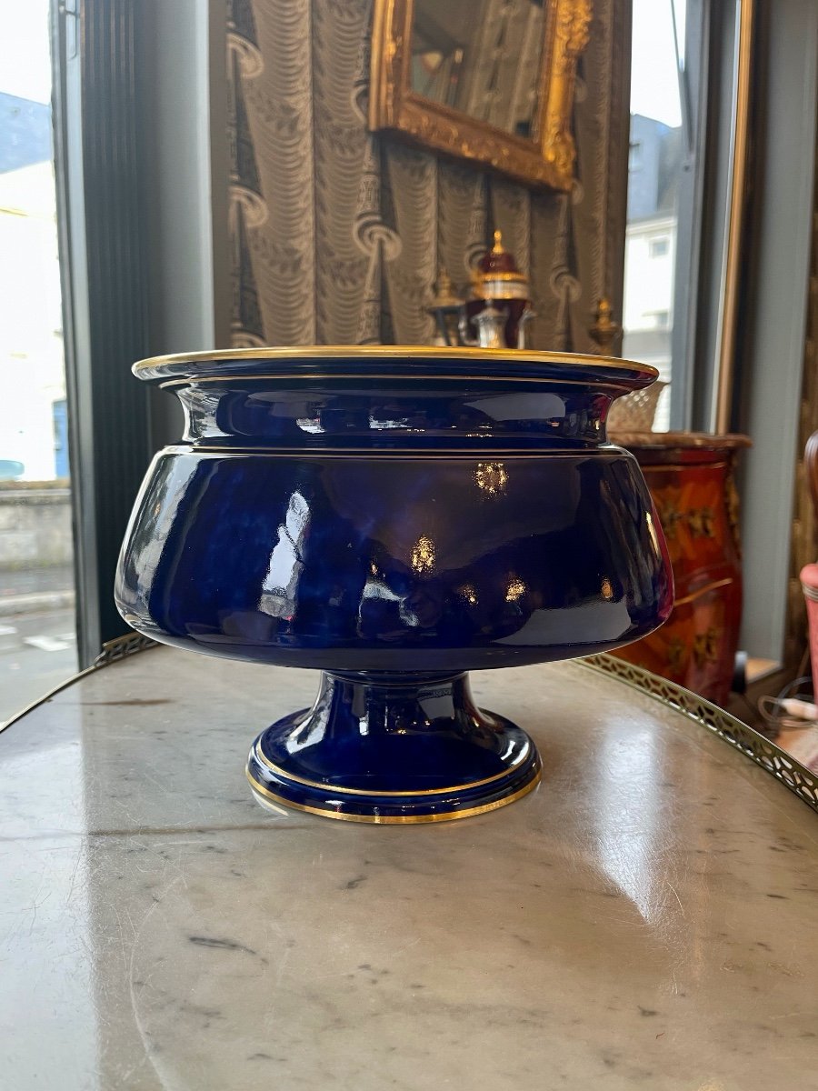 Proantic Grande Coupe En Porcelaine Bleue De Sèvres 19 Siècle