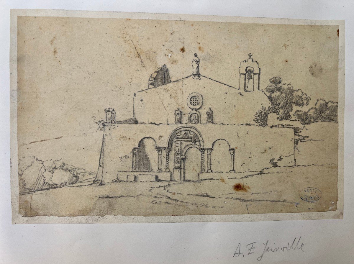 Proantic Edmond Antoine Victor Joinville Dessin Vue De l église Sai