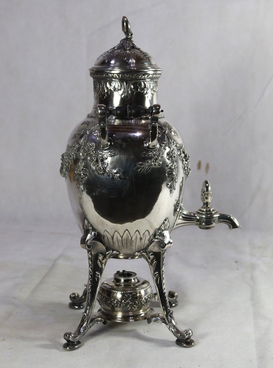 Proantic Maison Gallia Grand Samovar En Métal Argenté Vers 1900