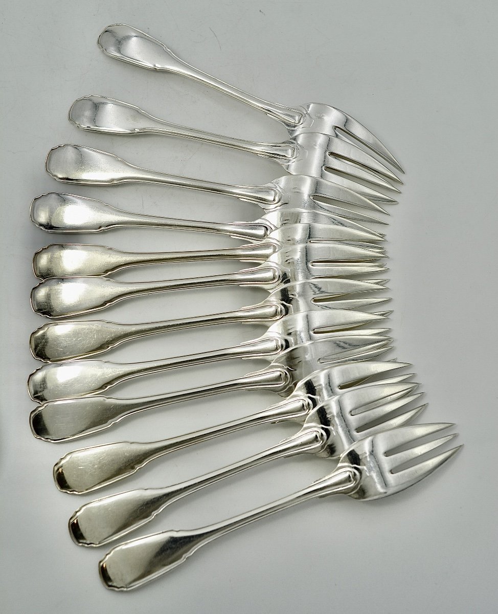 Proantic Art Deco Twelve Silver Forks Minerva