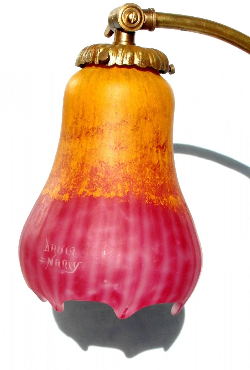 Proantic Lampe Daum Tulipe Filetée Et Tirée à La Pince Era Galle C