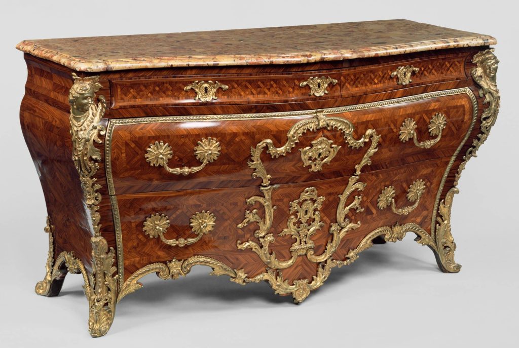 This imposing stamped commode kept at the Getty Center is among the most exquisite identified works of Étienne Doirat.