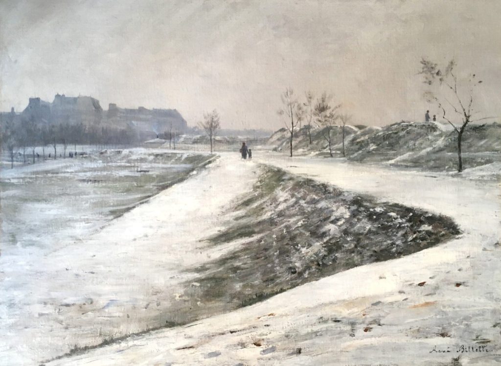 A view of the fortifications under the snow by René Billotte. Presented by Galerie Mazarini.
