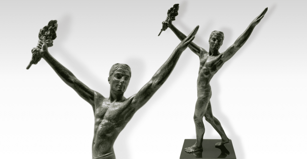 Pair of Trophy / Triumph sculptures by Chiparus under the J. Darcourt pseudonym.