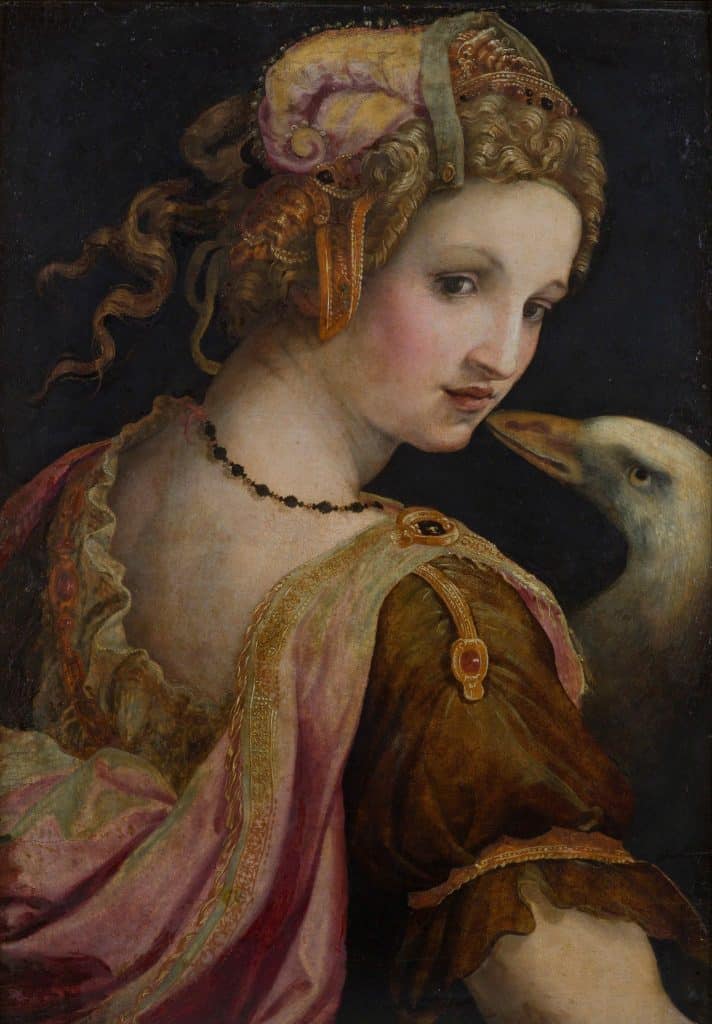 Leda by Michele di Ridolfo del Ghirlandaio. Oil on panel painted around 1565-1570. 78 x 51 cm. Galleria Borghese Roma