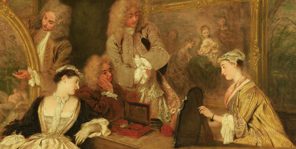 "The Store Sign of Gersaint": Detail of the painting by Antoine Watteau made in 1720 for his marchand-mercier friend Edme-François Gersaint.