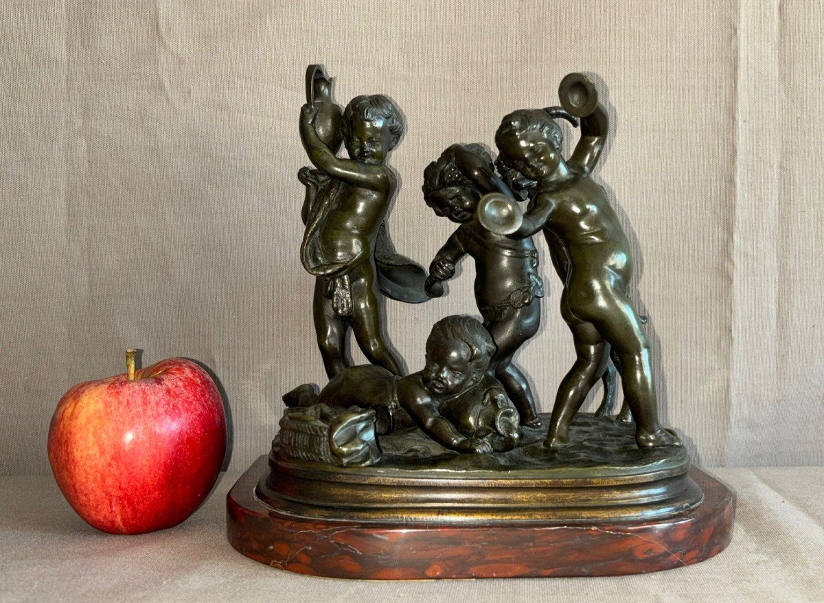 19th online Century Vintage Antique Bronze Cast Harvest Putti Child Statue