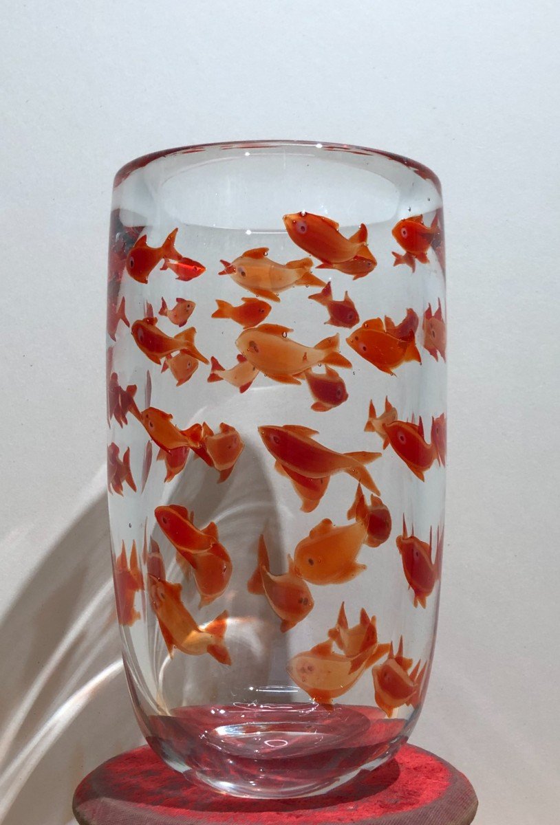 Crate and Barrel Handblown Goldfish Drinking Highball Glasses 6 Set of 4