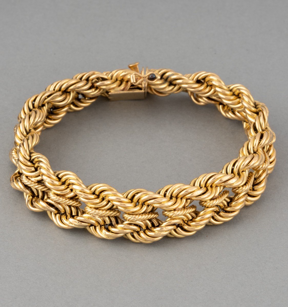 7mm 14K Gold Braided Nautical Rope Bracelet 6.5 (S)