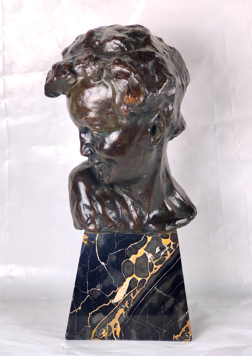 Art Deco bronze sculpture bust young Achilles 34 cm /13 inch