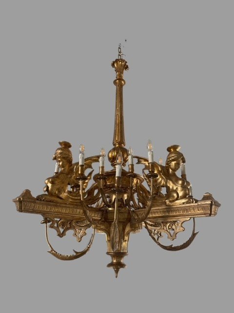 ceiling lamp Griffin with spacer, brass, Ø 42 cm