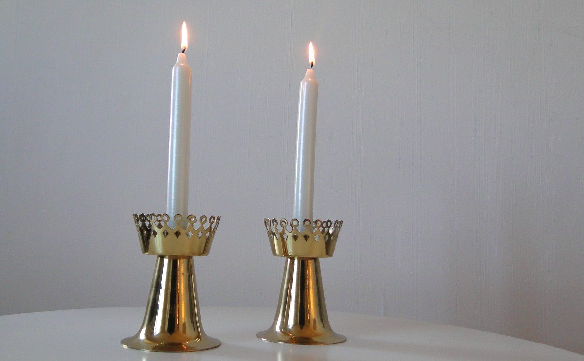 Dansk Classic Brass Candle Holders, Set of 2