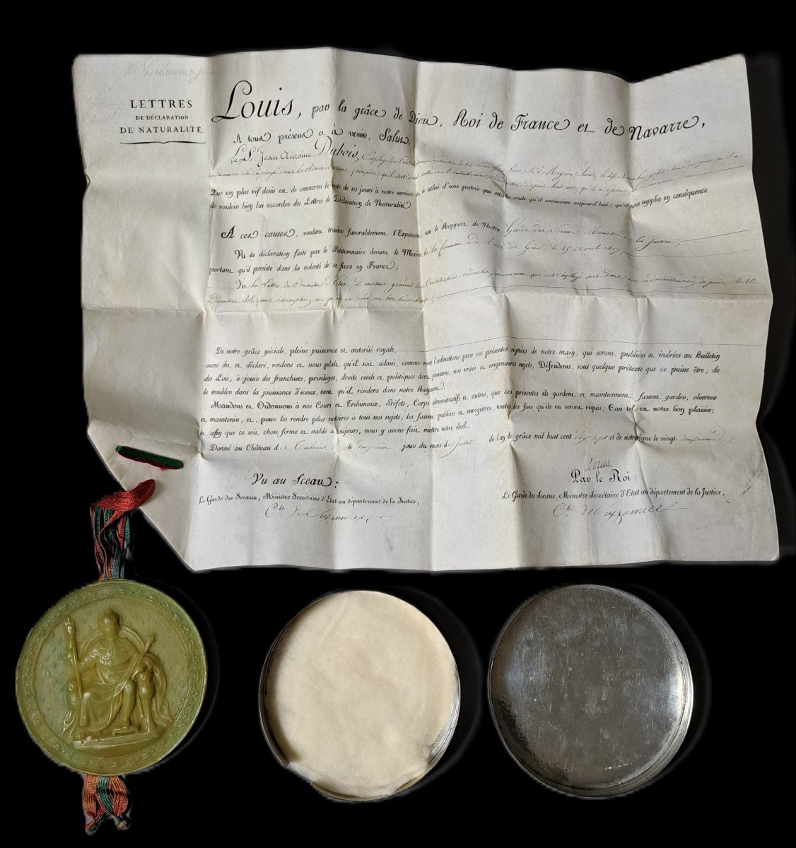 Declaration Of Naturalness - Signed By Louis XVIII - Sealed With The Great Seal Of France