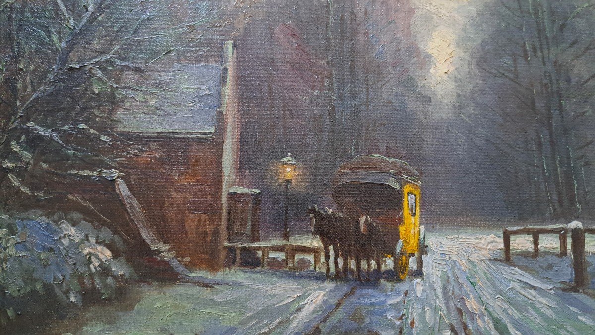 Impressionist Winter Landscape At La Diligence - Fred Wagner-photo-3