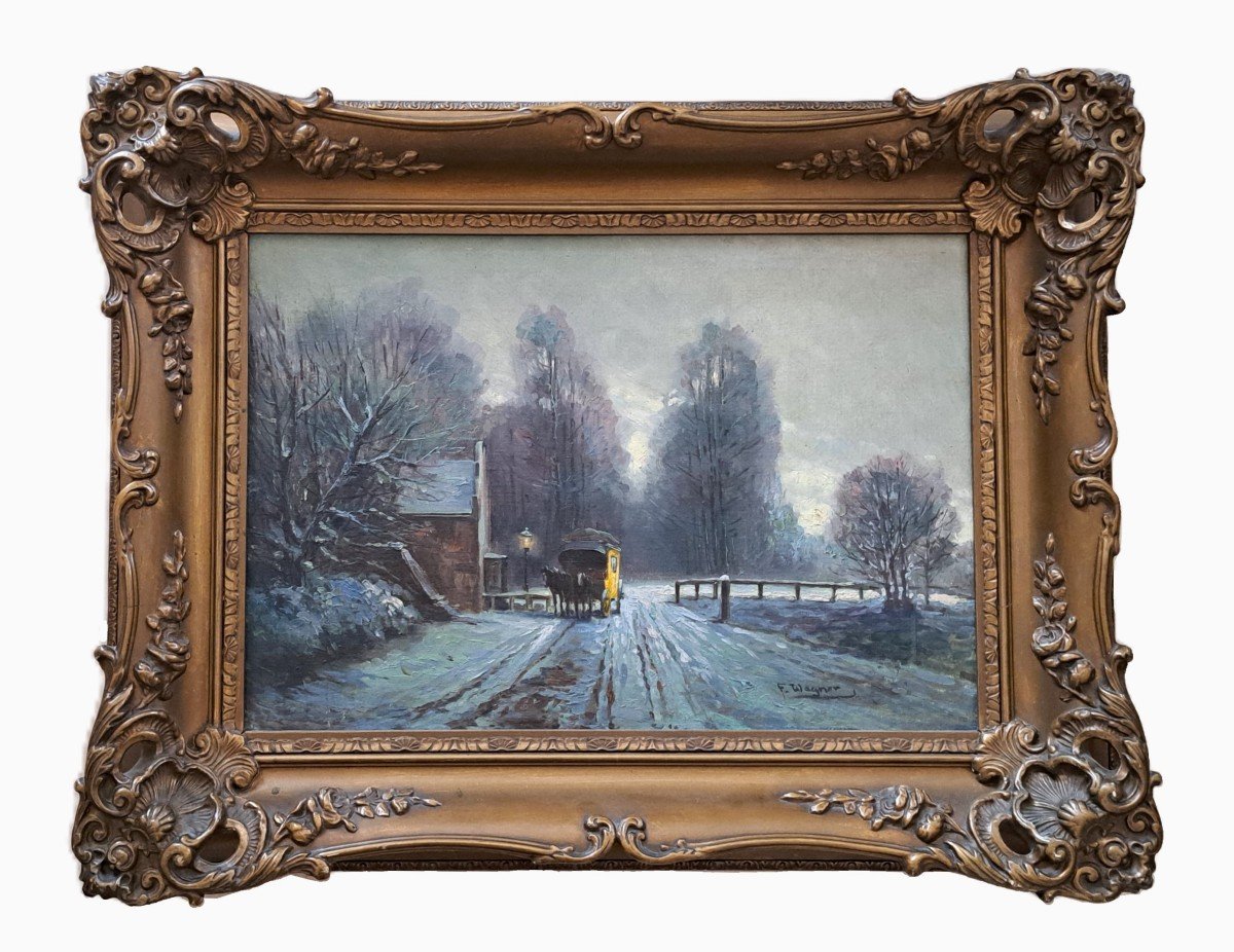 Impressionist Winter Landscape At La Diligence - Fred Wagner