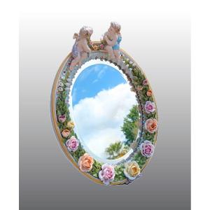 Sitzendorf Porcelain Table Mirror - Late 19th Century