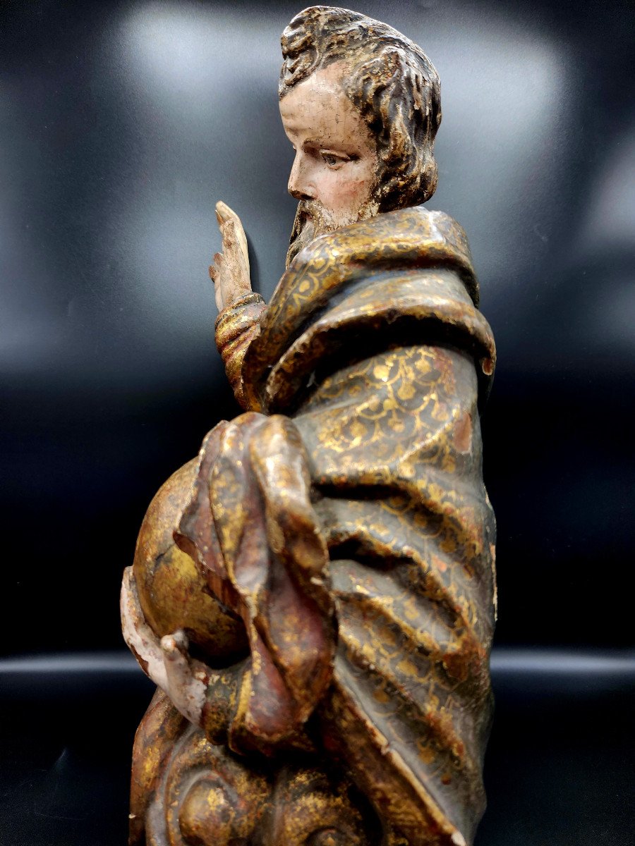 Magnificent Polychrome Wooden Sculpture From The Early 18th Century Representing God The Father-photo-5