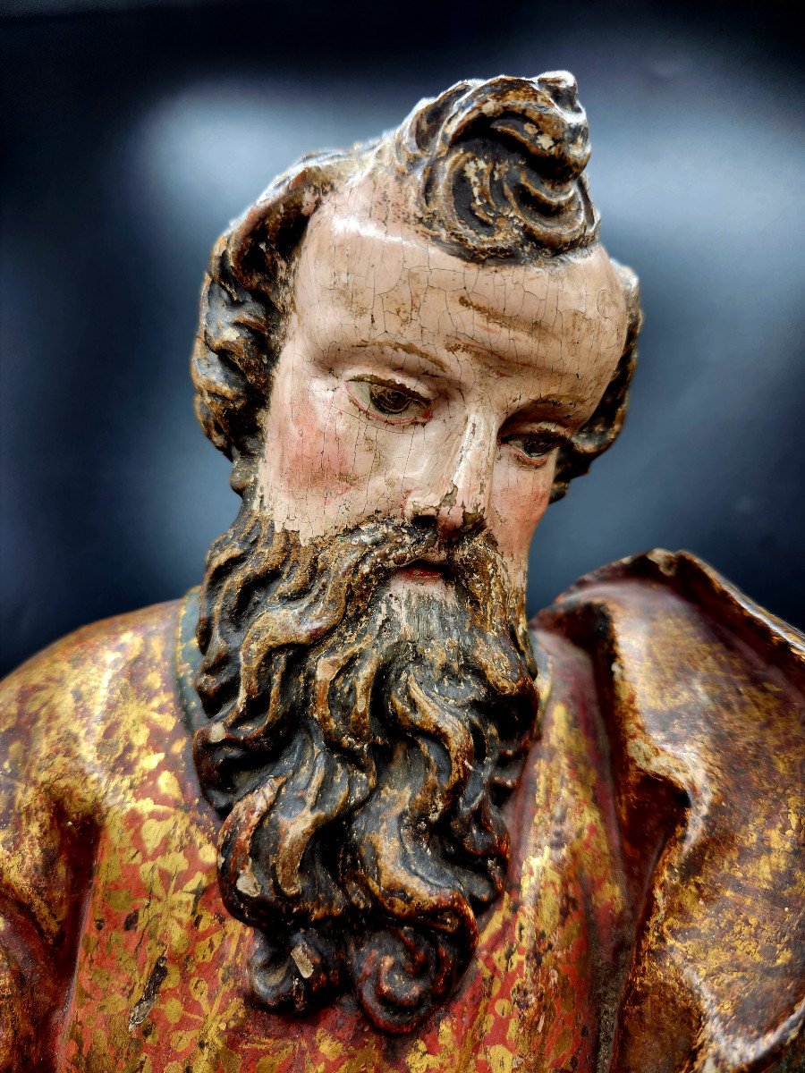 Magnificent Polychrome Wooden Sculpture From The Early 18th Century Representing God The Father-photo-6