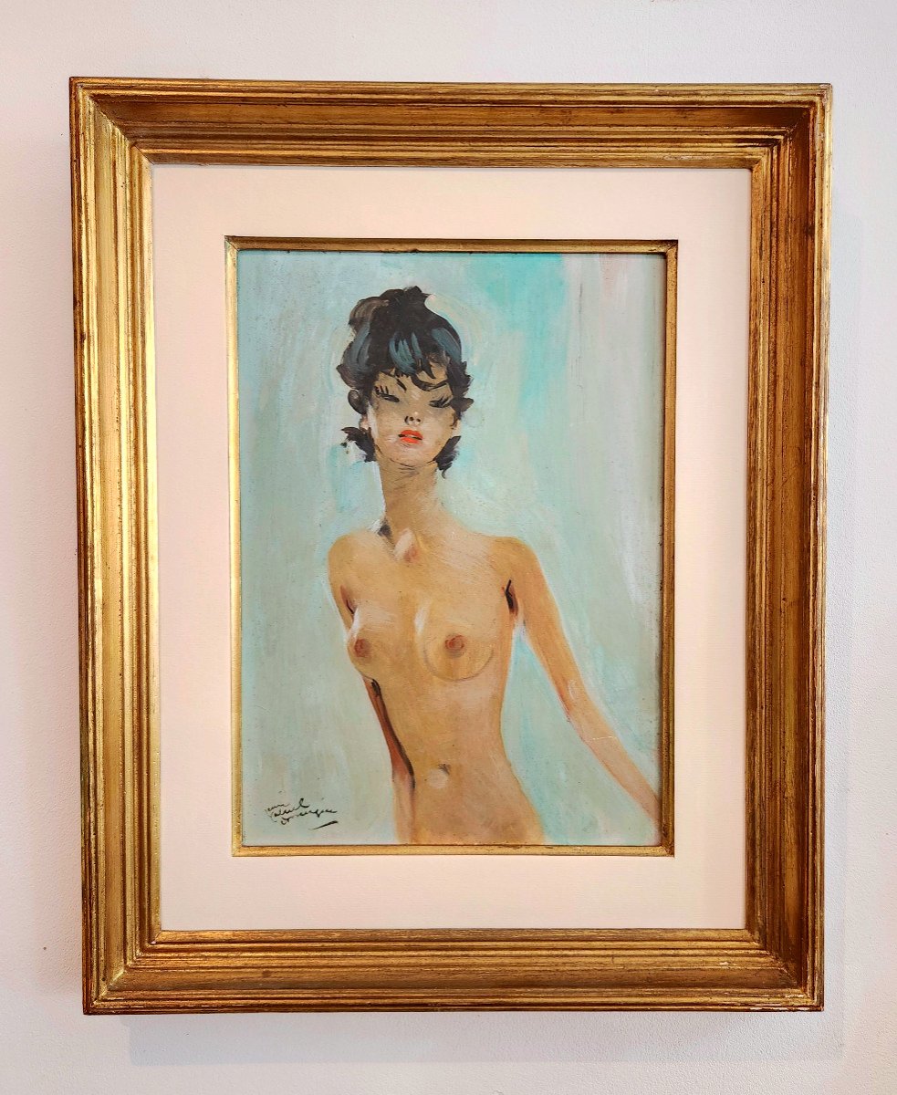 Jean-gabriel Domergue  "Nioka"  (huile Sur Isorel)  Portrait d'Une élégante Nue