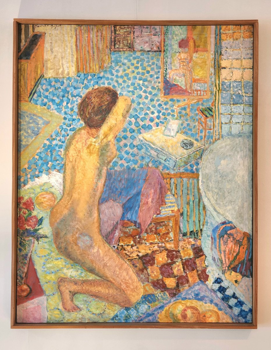 Peinture De Maurice Bizot – Intérieur Avec Figure Féminine, Début XXᵉ Siècle Dlg Pierre Bonnard