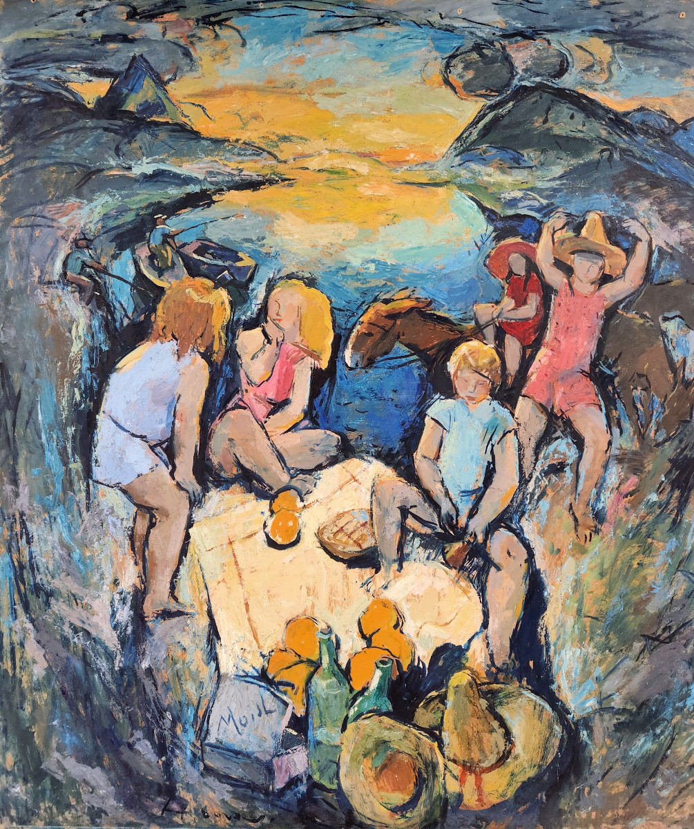 Henri Borde (1888-1958) –  Grand Tableau (120 X 140 Cm) – Scènes De Vie Pyrénéenne 2/2