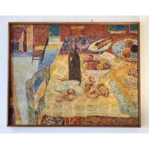 Peinture De Maurice Bizot – Scene d'Intérieur , Début Du XXᵉ Siècle  (Dlg De Pierre Bonnard)