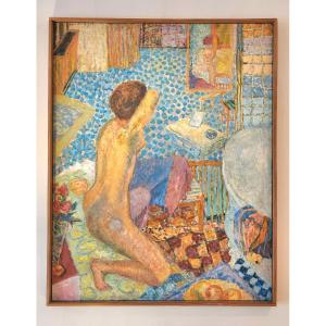 Painting By Maurice Bizot – Interior With Female Figure, Early 20th Century Dlg Pierre Bonnard