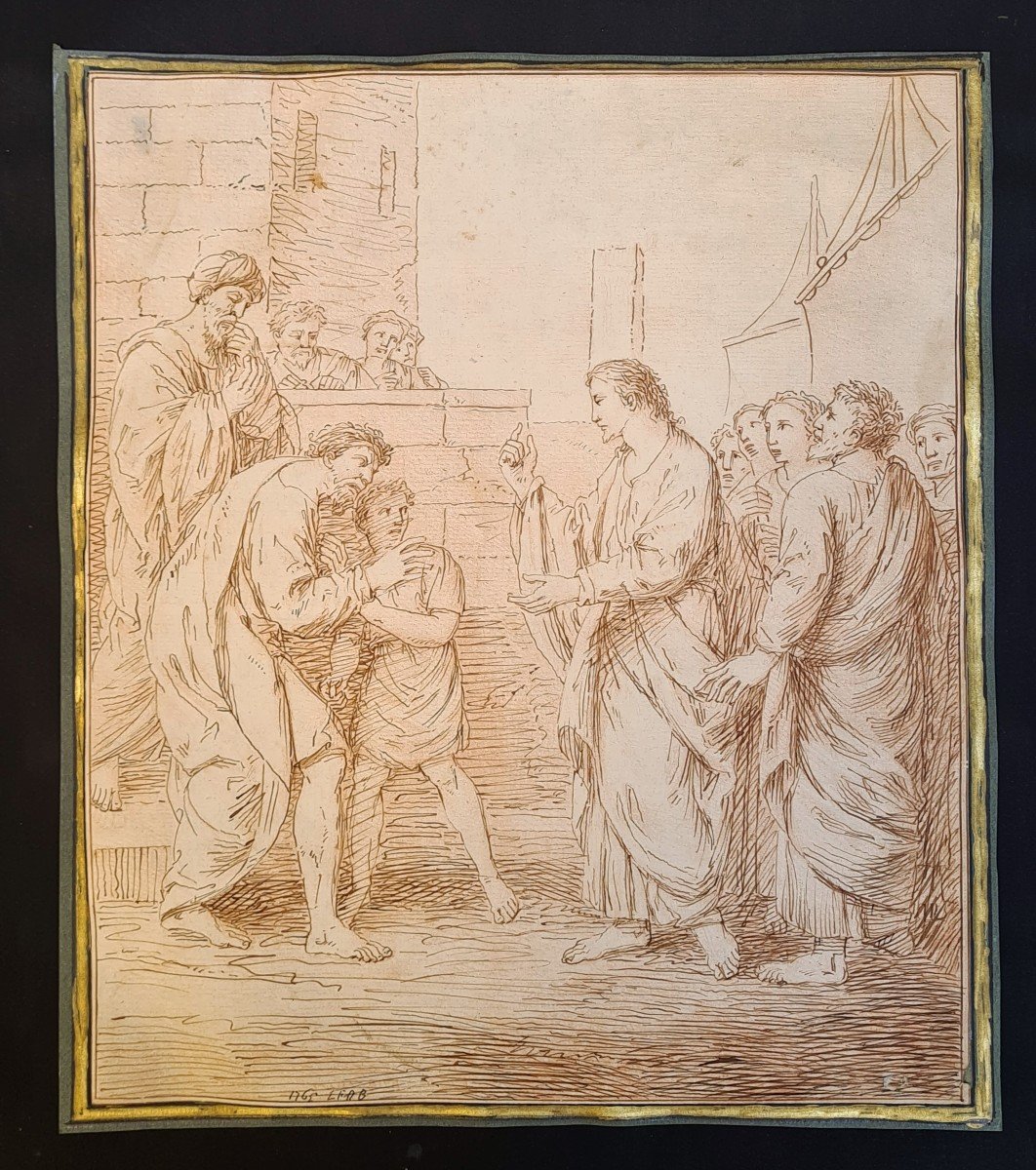 Dessin Ancien Scène Religieuse
