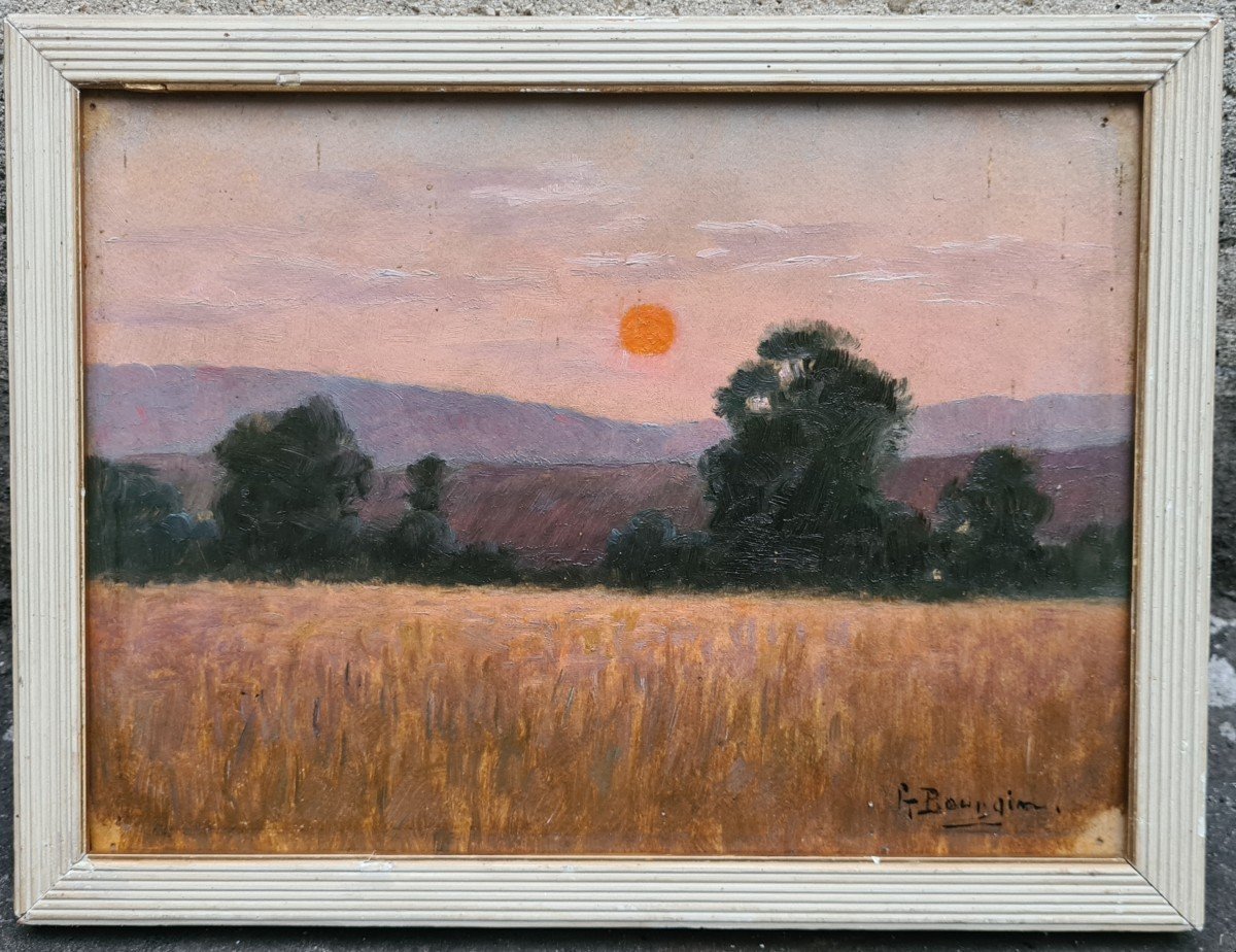 Georges Bourgin Coucher De Soleil Sur Les Blés 