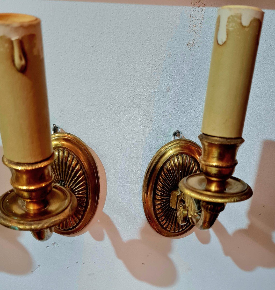 Series Of 3 Bronze Gilded Wall Lights-photo-2