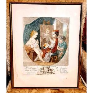 For Madame De Pompadour Engraving Print The Painting Lesson Carle Van Loo