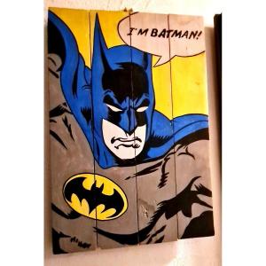 Painting Oil On Panel Batman Pop Culture American Comics Usa Painting Art Vintage Design