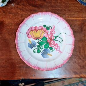 Islettes Plate Enameled With Flowers In Earthenware Period Debut XIX E
