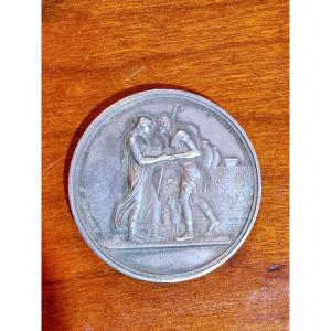 Louis XVIII, Silver Wedding Medal By Andrieu 1821 Paris