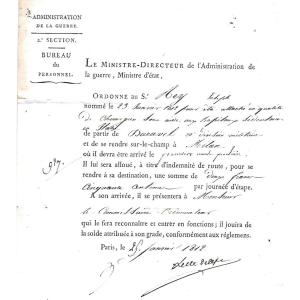 1812 Chirurgie Empire  Napoléon.  Signée manuscrit Lacuée Ministre. Guerre Napoleon 