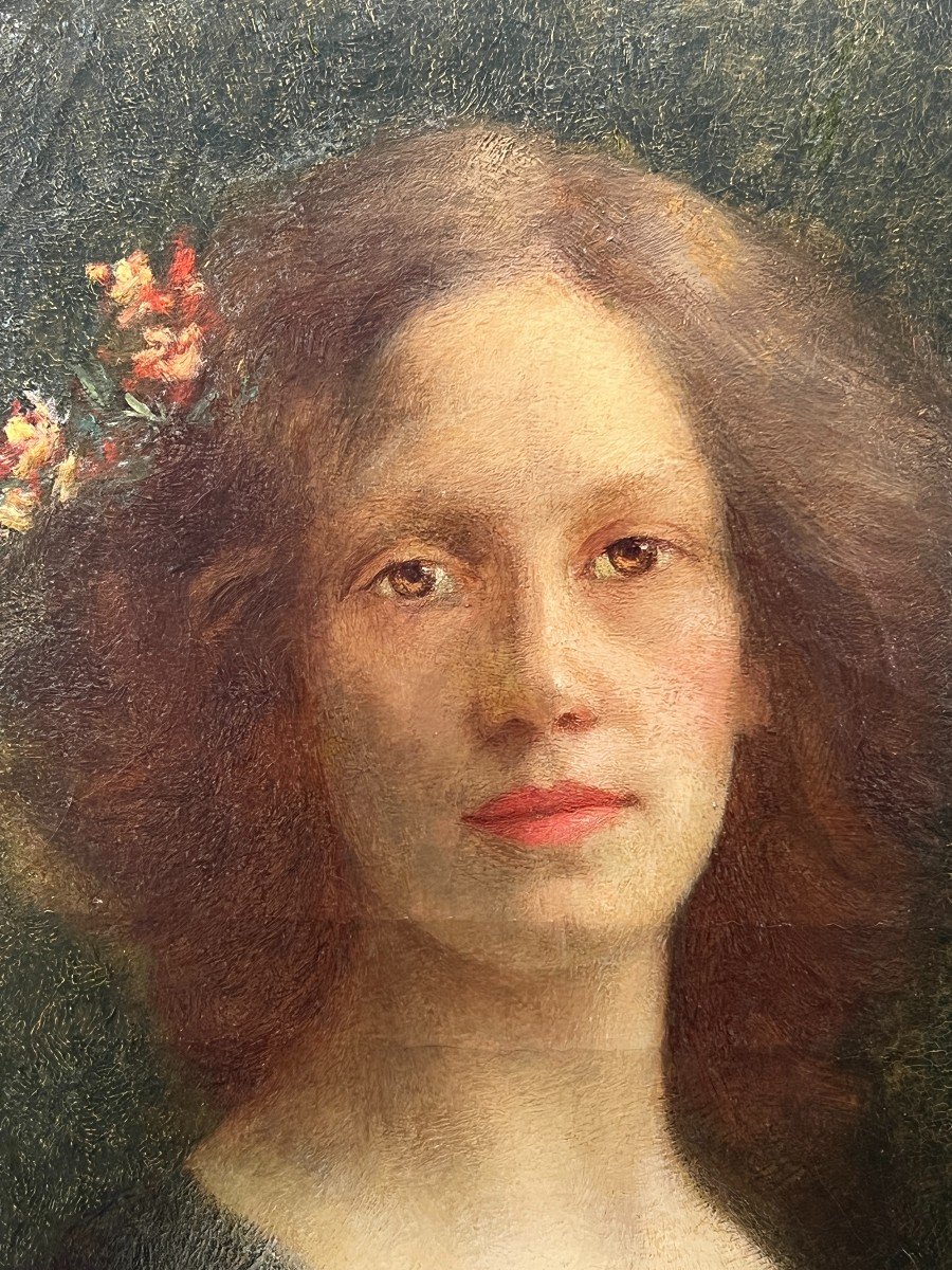Eugène LOUP - Portrait de femme - Huile sur toile-photo-2