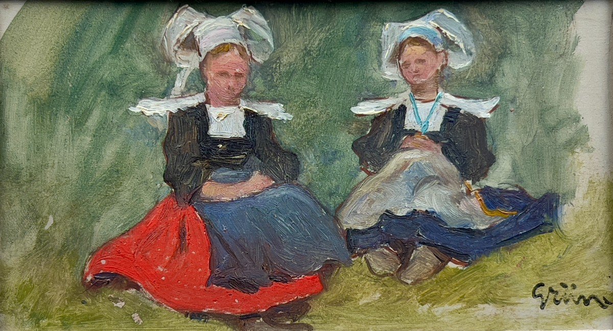 Jules Alexandre Grün - Little Breton Girls From Fouesnant-photo-2