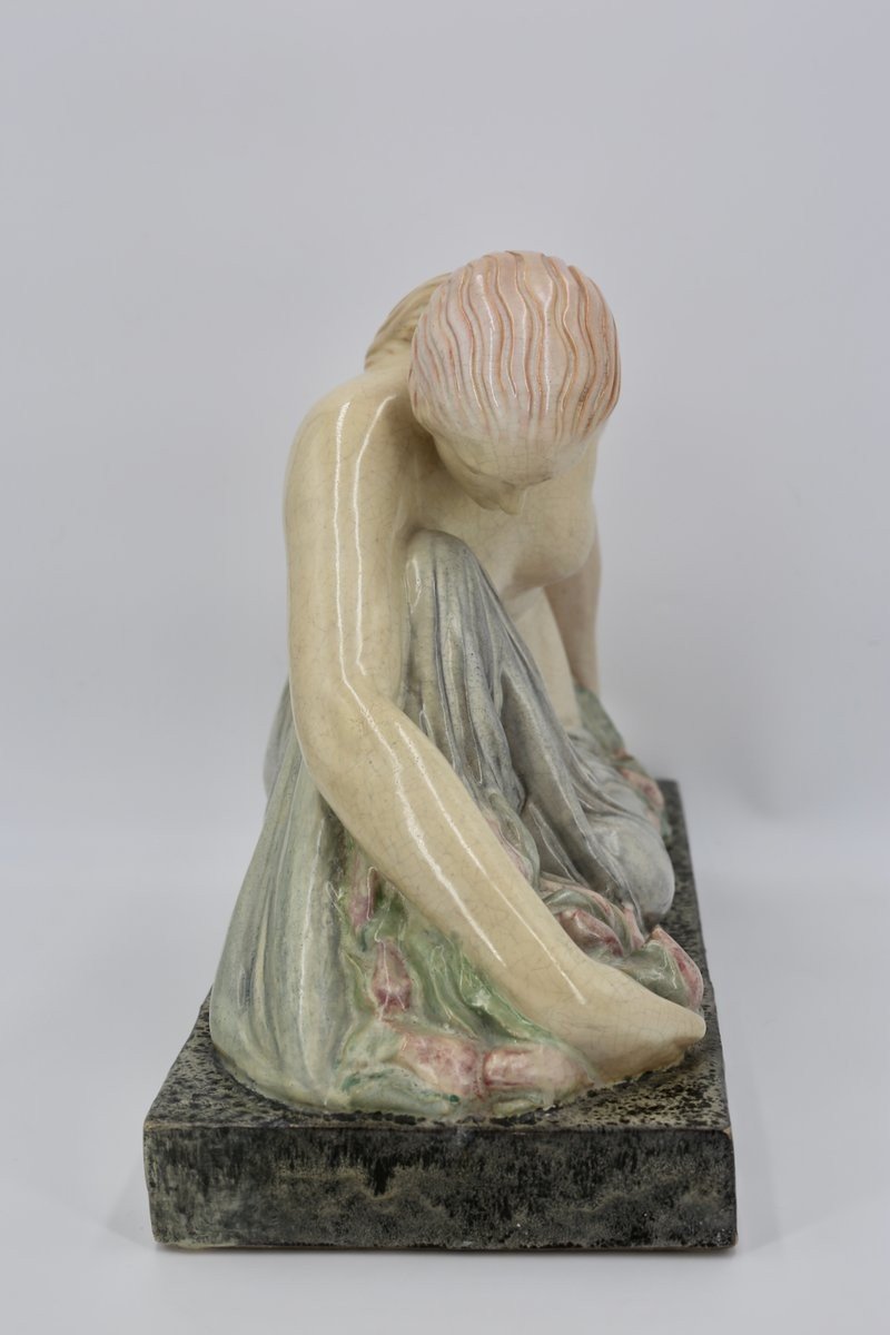 Art Deco Ceramic Sculpture After A Model By Maurice Guiraud-riviere-photo-4